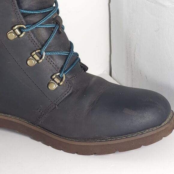 The North Face Women's Ballard US8 Brown Blue Oiled Leather Knit Lace Up Boots - Picture 14 of 16